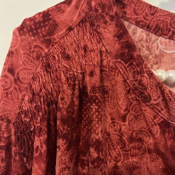 Studio Works Top Womens 3X Red dark Floral artsy grunge romantic office boho - Picture 9 of 12